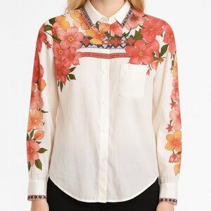Desigual Women's Laurene Vibrant Romantic Floral Shirt Festival Boho SZ XS